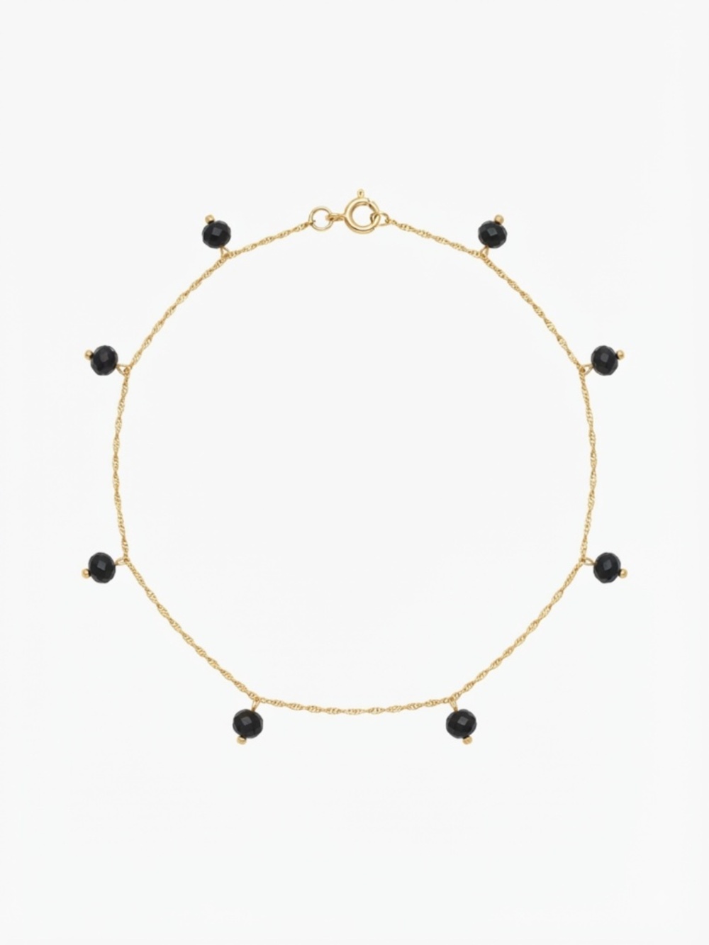 14K Yellow Gold & Faceted Black Spinel Station Bracelet – Fine Delicate Dainty
